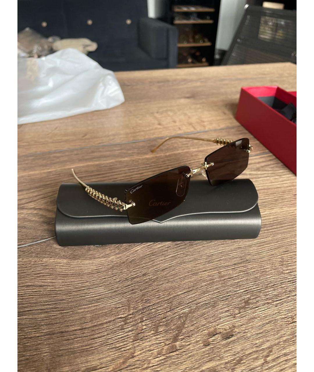 CARTIER Золотые металлические солнцезащитные очки, фото 5