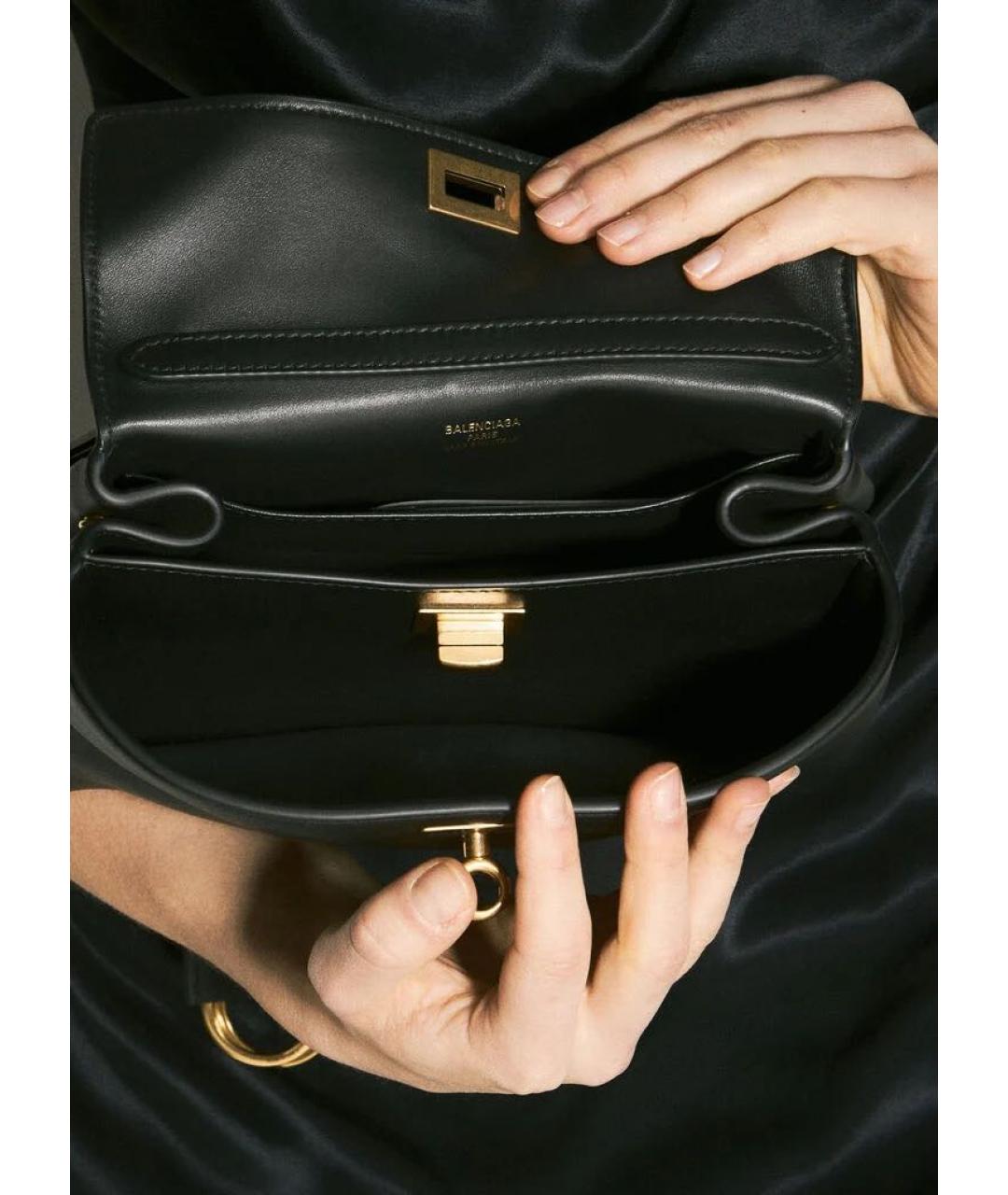 BALENCIAGA Черная кожаная сумка с короткими ручками, фото 4