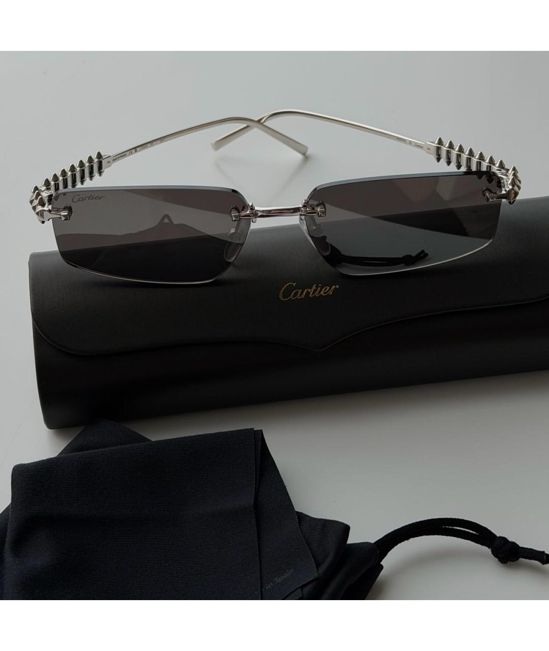 CARTIER Серебряные металлические солнцезащитные очки, фото 3