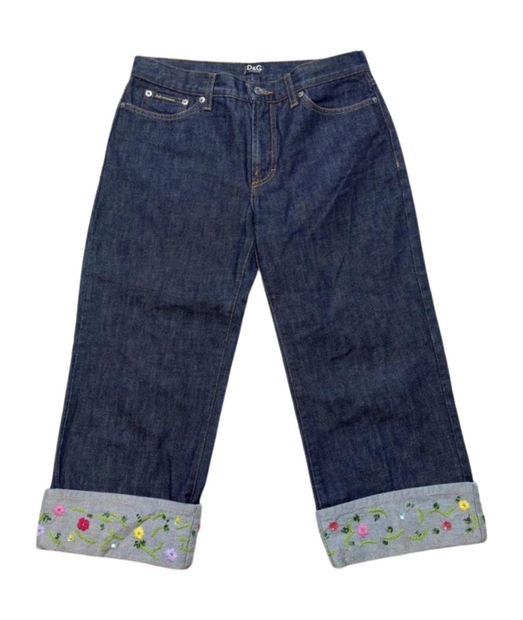 DOLCE&GABBANA Темно-синие хлопковые капри, фото 1