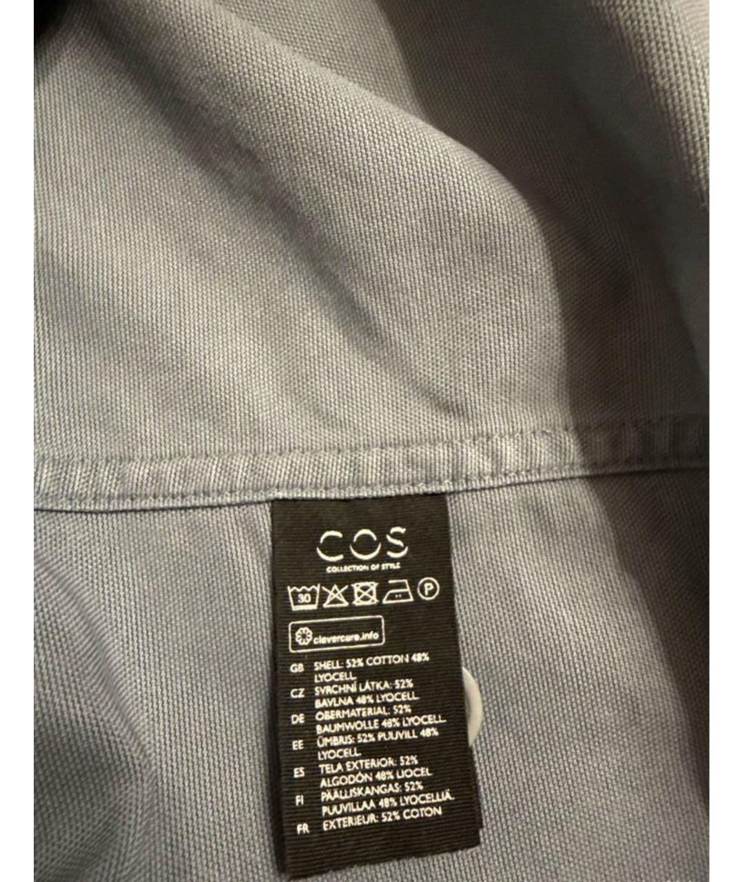 COS Серая хлопко-лиоцелловая кэжуал рубашка, фото 4