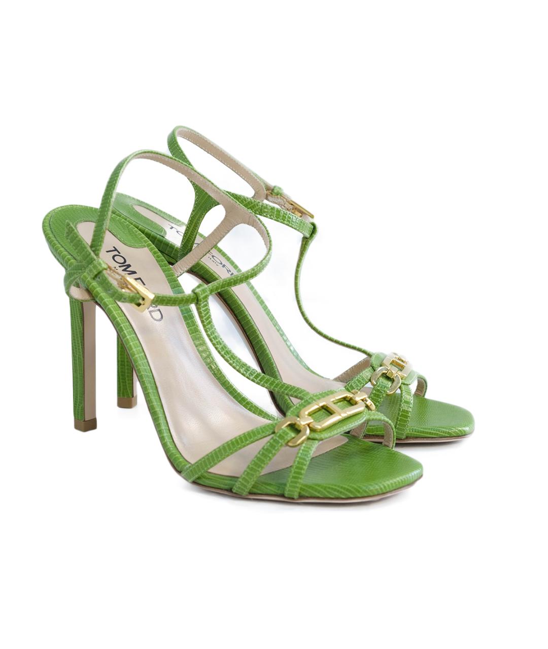 TOM FORD Зеленые кожаные босоножки, фото 2