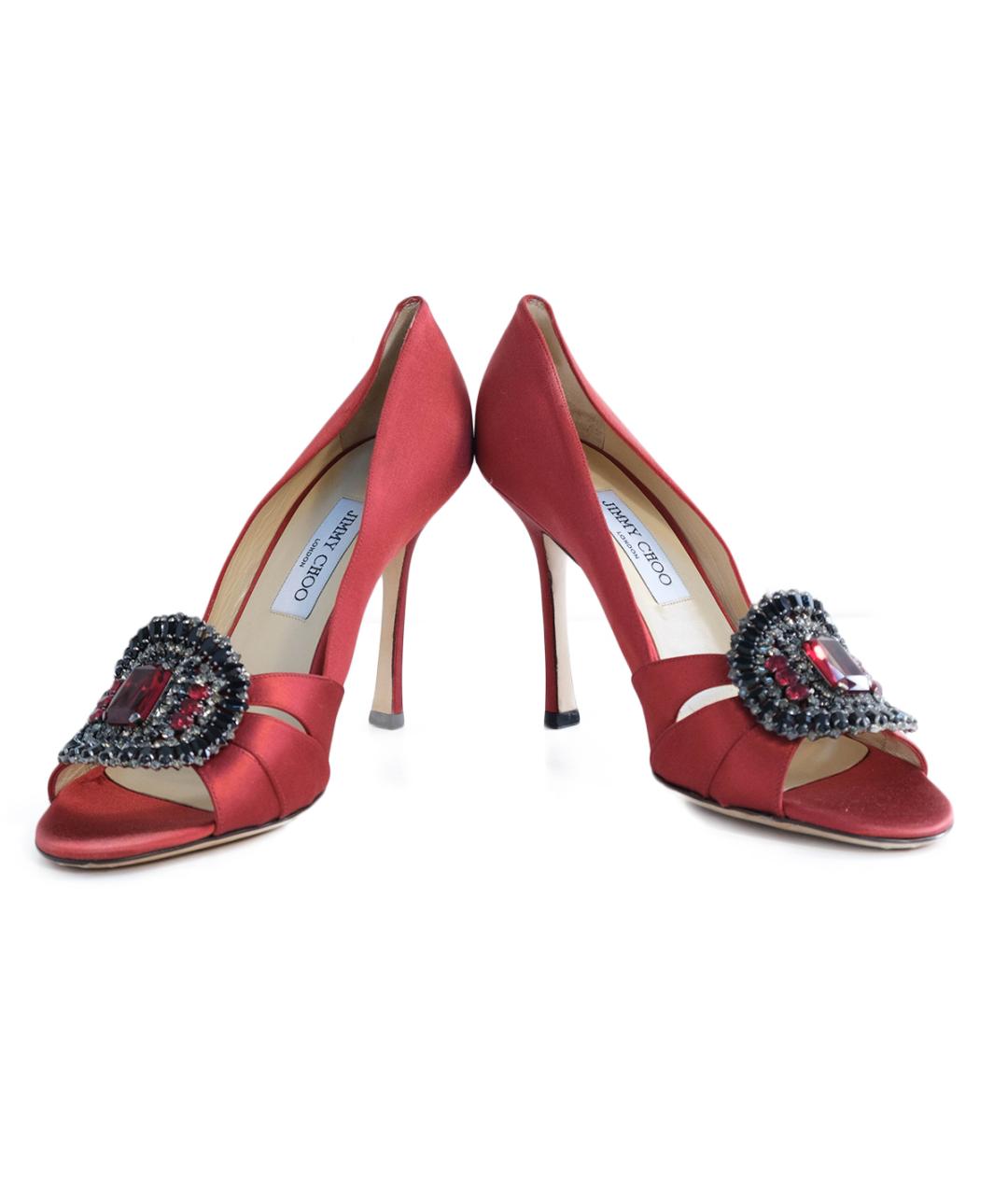 JIMMY CHOO Красные текстильные туфли, фото 4