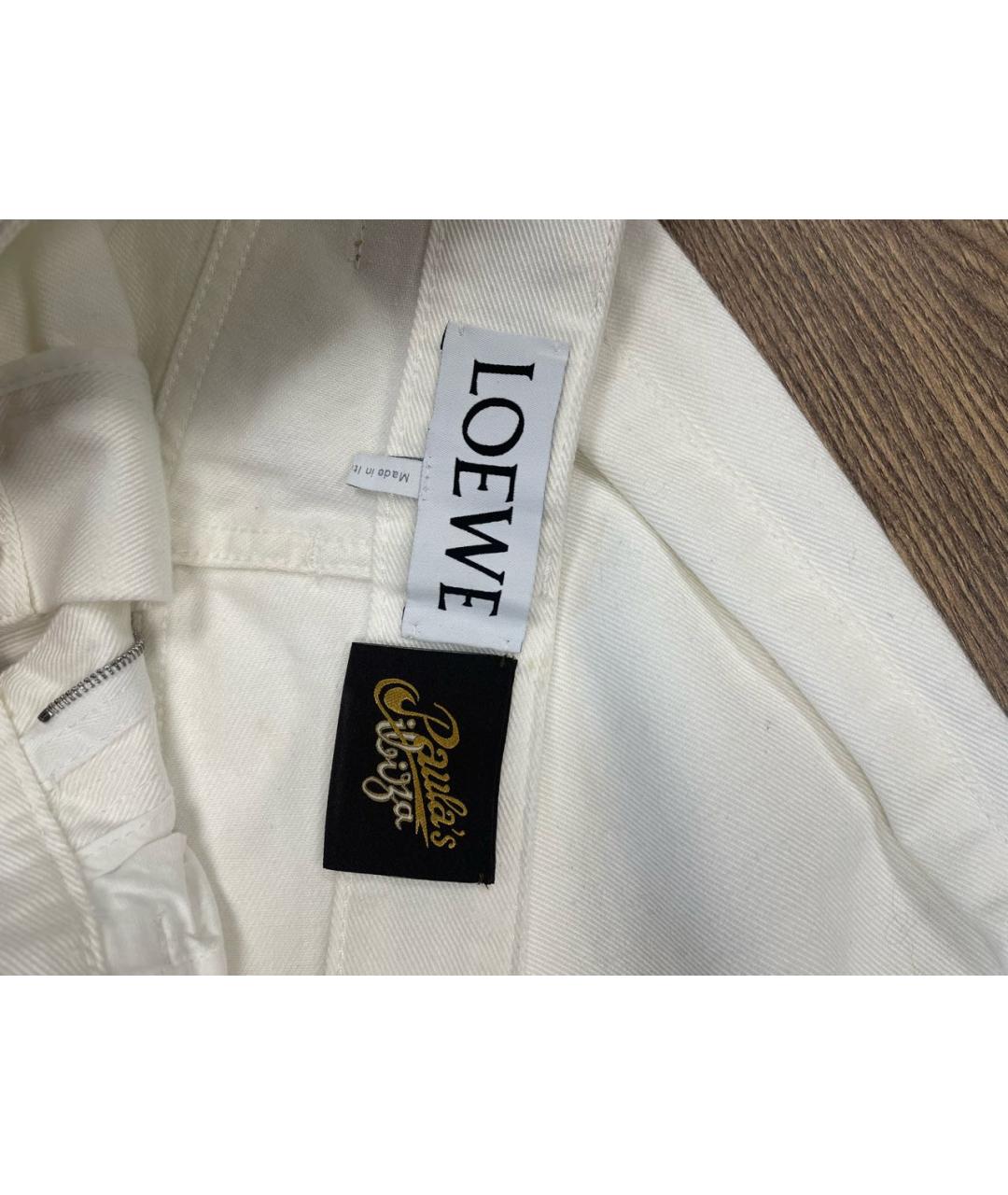 LOEWE Белые хлопковые прямые джинсы, фото 3