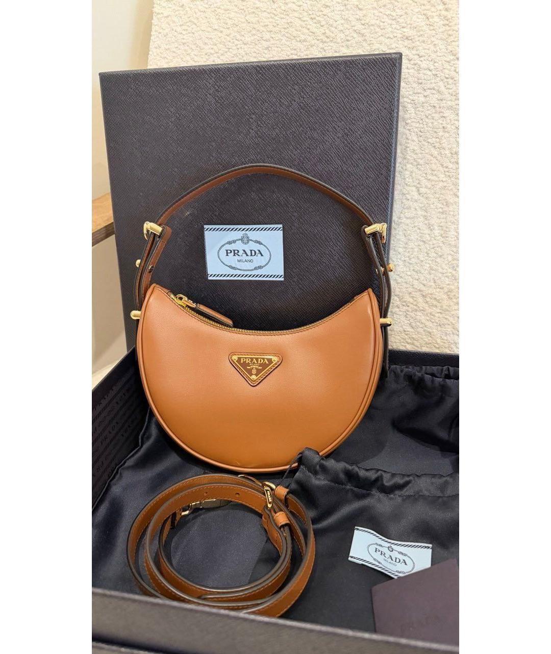 PRADA Коричневая кожаная сумка через плечо, фото 2