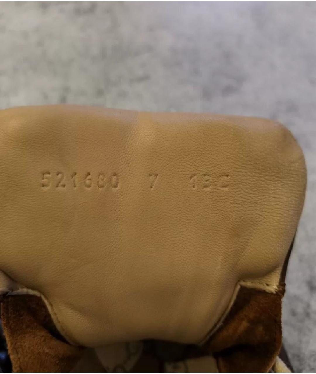 GUCCI Коричневые замшевые низкие кроссовки / кеды, фото 4