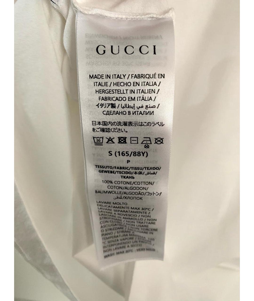 GUCCI Белая хлопковая футболка, фото 5