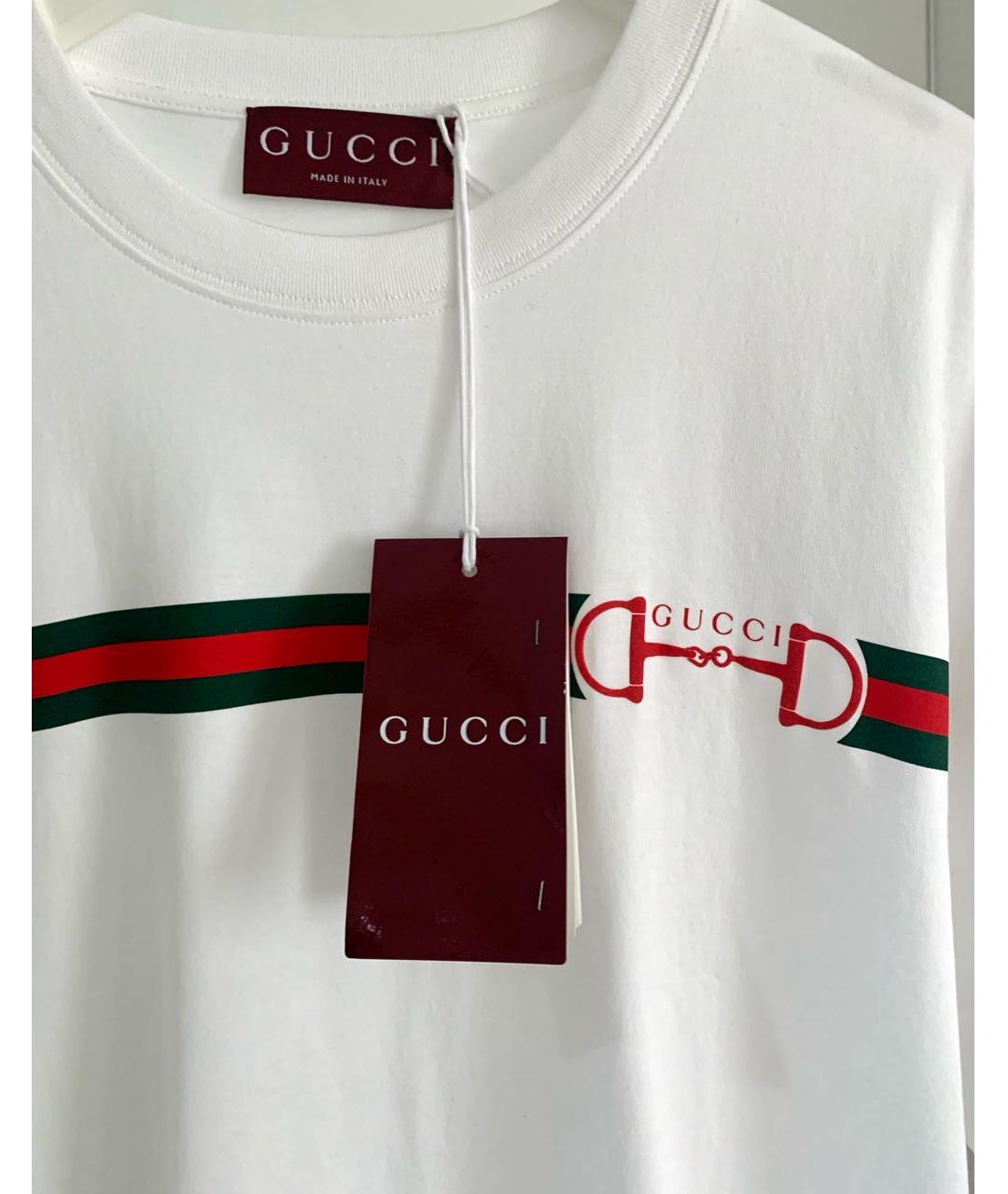 GUCCI Белая хлопковая футболка, фото 3