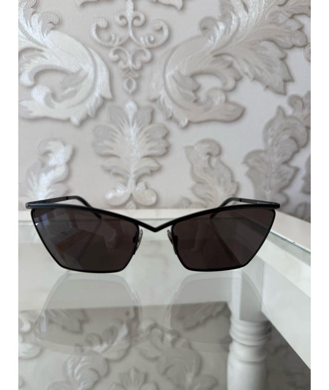 SAINT LAURENT Черные металлические солнцезащитные очки, фото 2