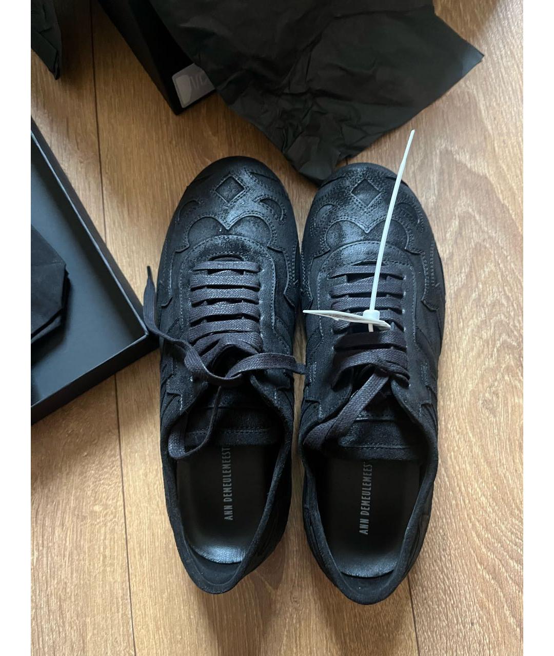 ANN DEMEULEMEESTER Черные кожаные кеды, фото 4