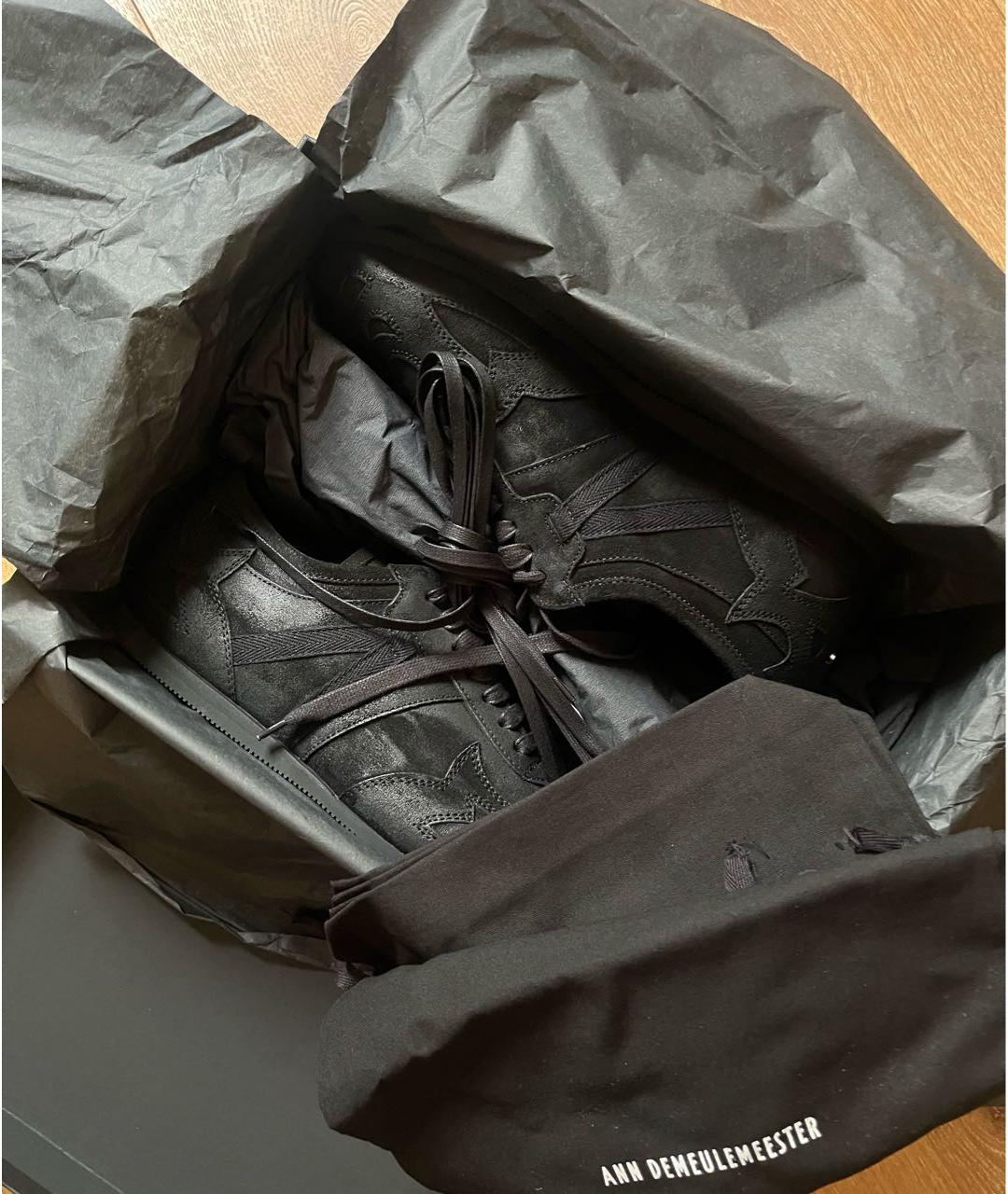 ANN DEMEULEMEESTER Черные кожаные кеды, фото 3