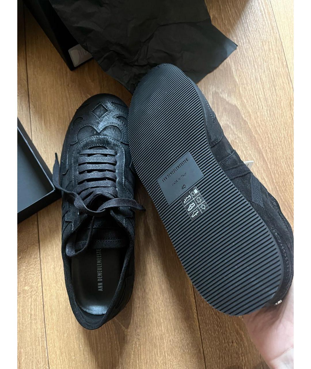 ANN DEMEULEMEESTER Черные кожаные кеды, фото 5