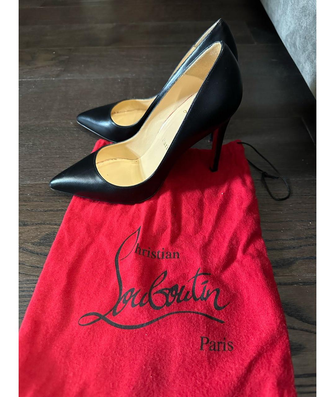 CHRISTIAN LOUBOUTIN Черные кожаные туфли, фото 4