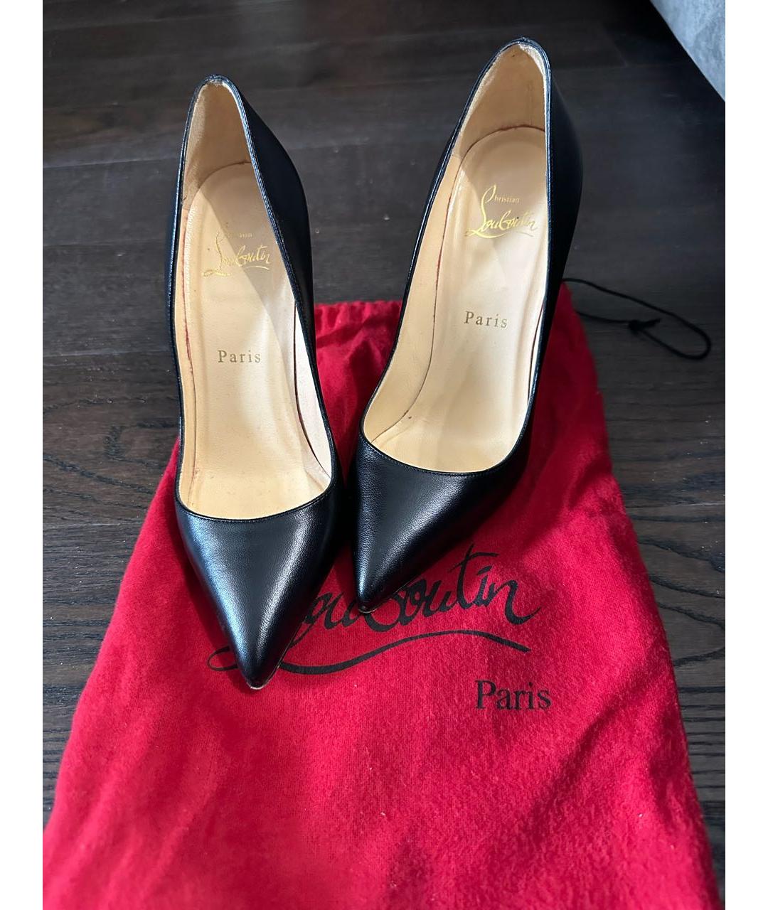 CHRISTIAN LOUBOUTIN Черные кожаные туфли, фото 2