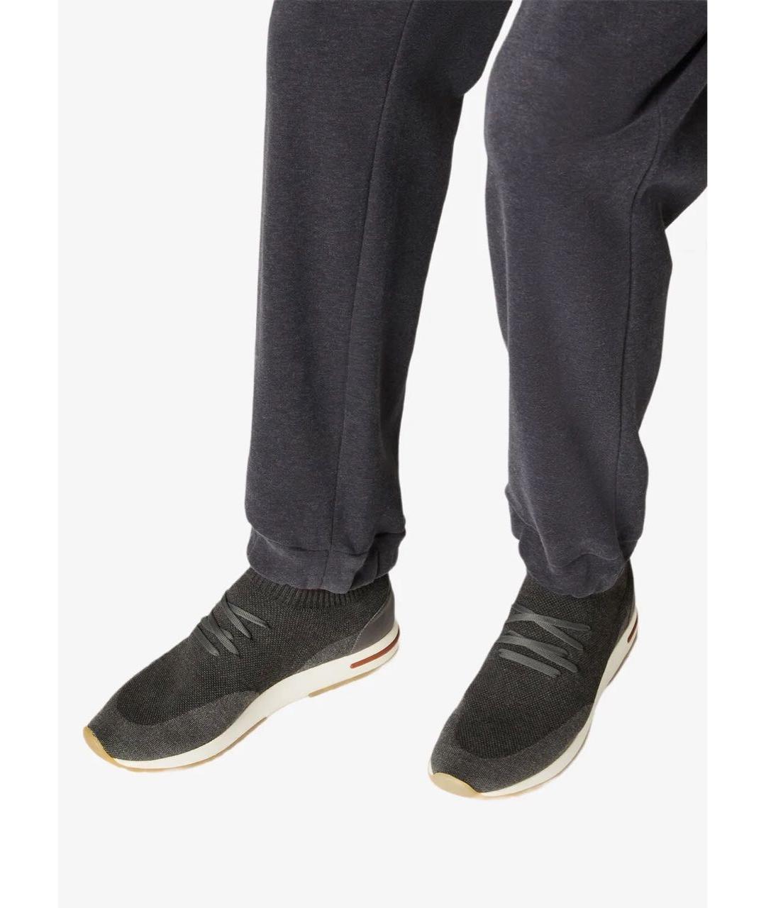 LORO PIANA Серые текстильные низкие кроссовки / кеды, фото 5