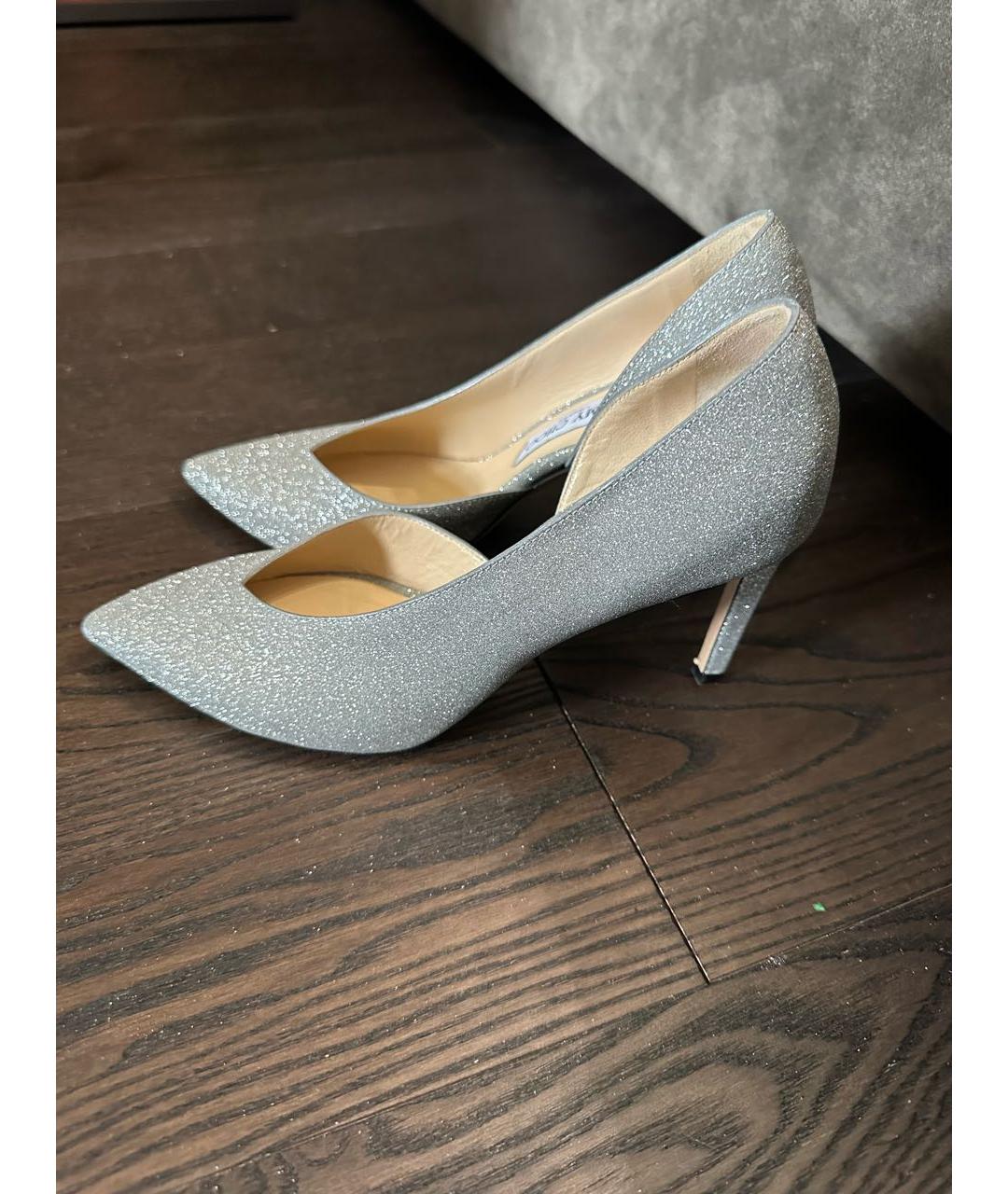 JIMMY CHOO Серебряные кожаные туфли, фото 4