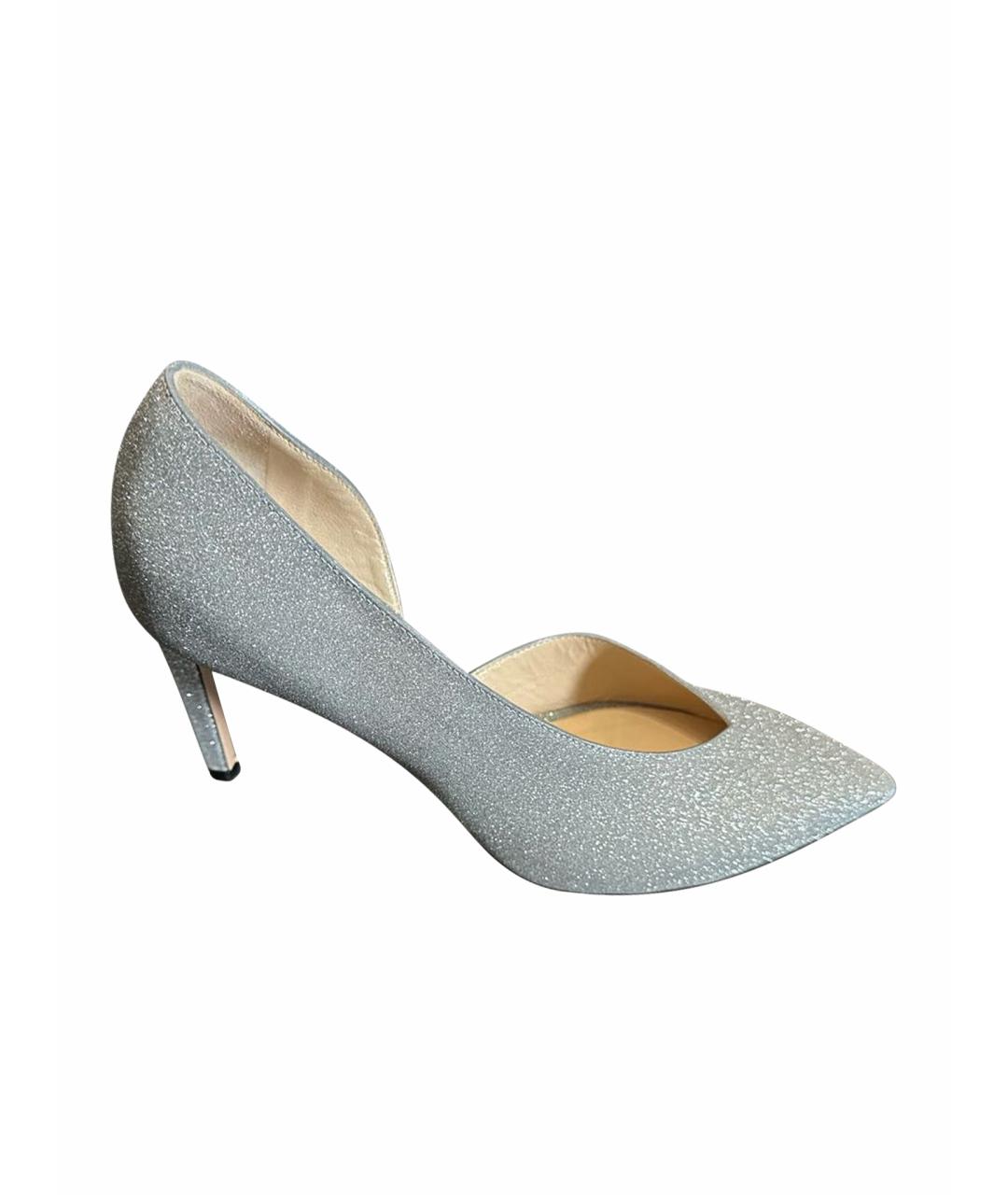 JIMMY CHOO Серебряные кожаные туфли, фото 1