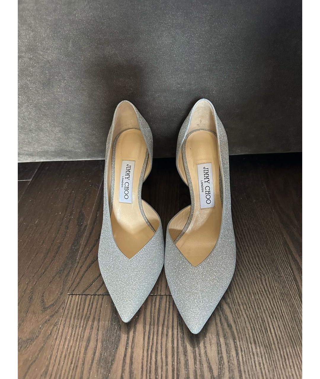 JIMMY CHOO Серебряные кожаные туфли, фото 2