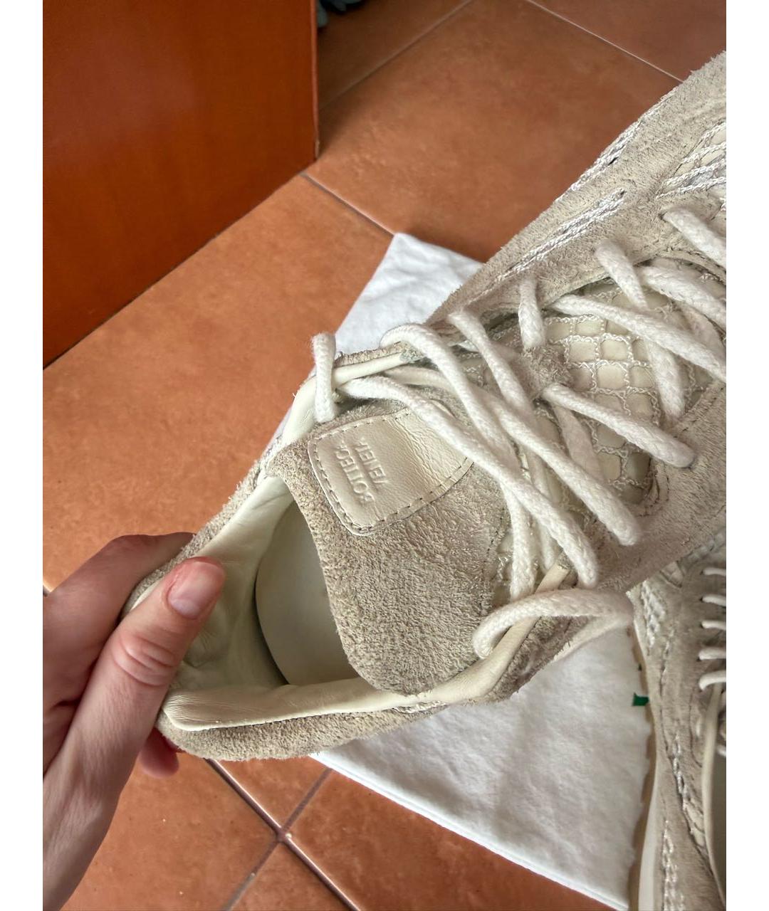 BOTTEGA VENETA Бежевые замшевые кроссовки, фото 8