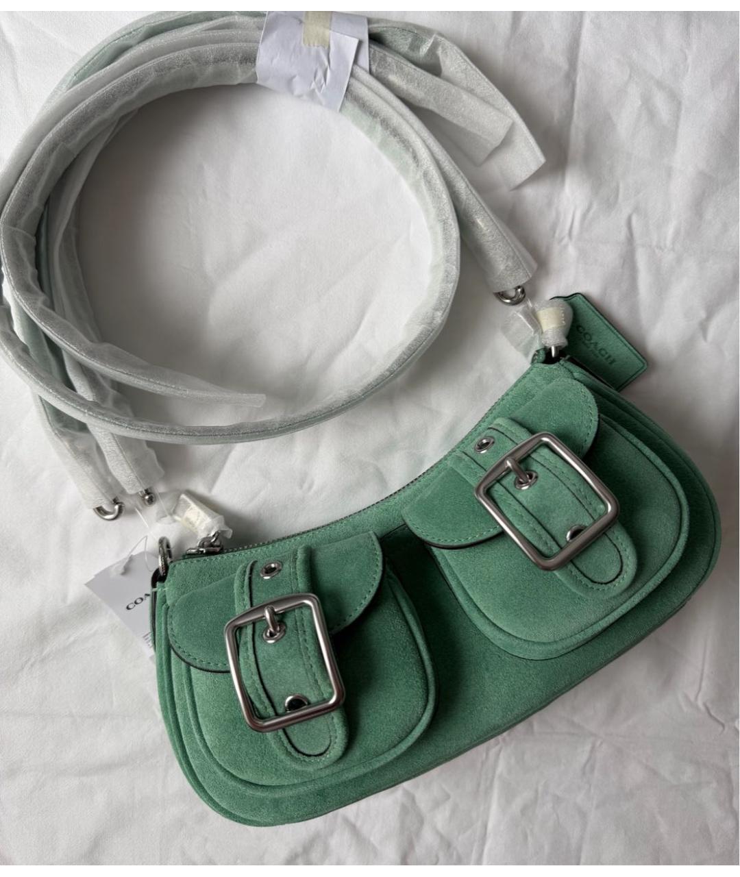 COACH Зеленая кожаная сумка через плечо, фото 2