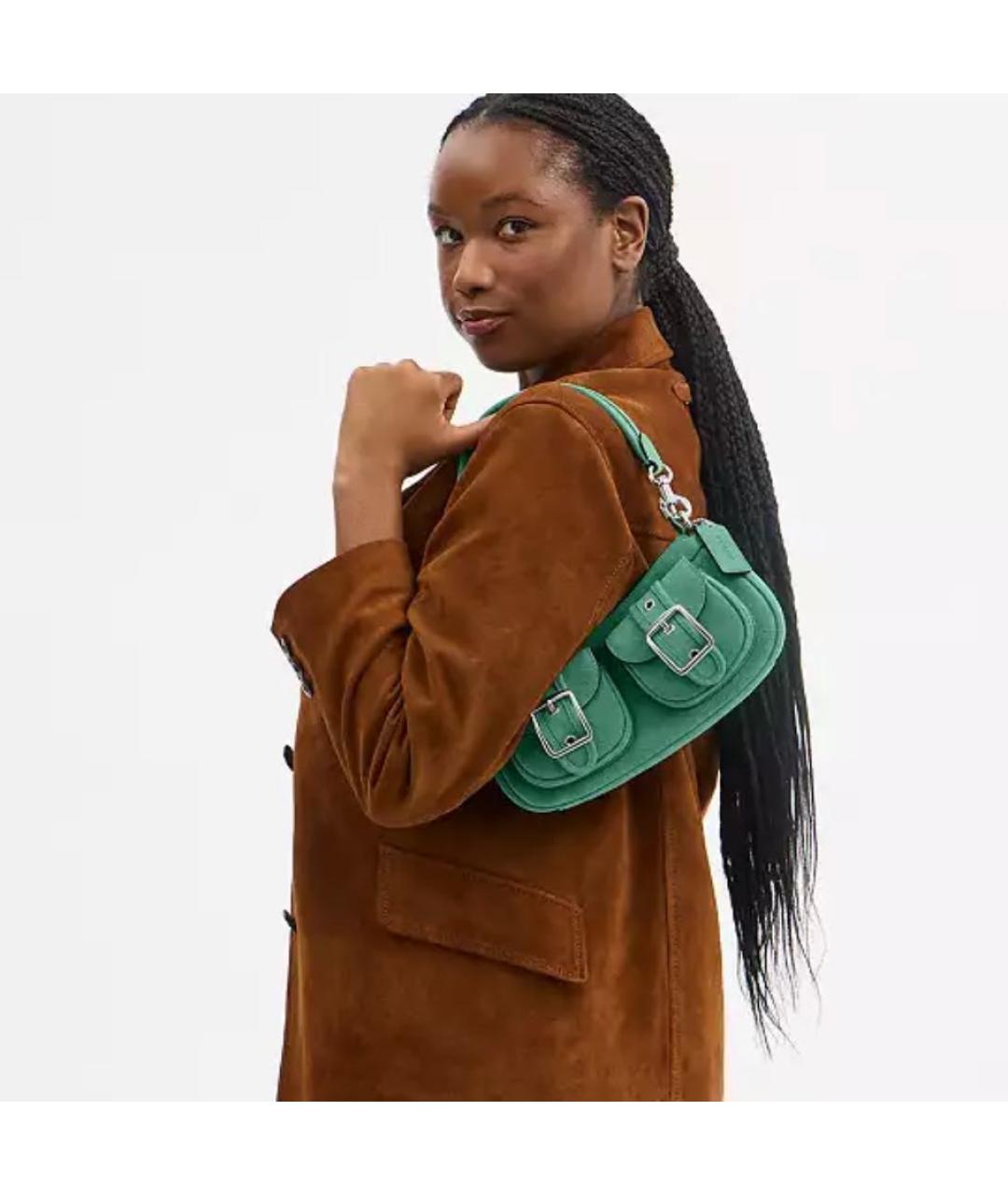 COACH Зеленая кожаная сумка через плечо, фото 7