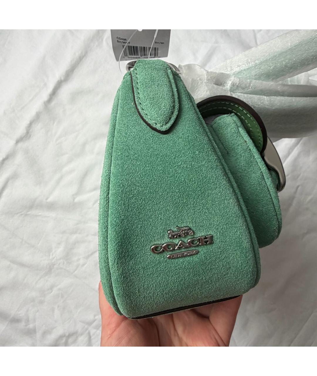 COACH Зеленая кожаная сумка через плечо, фото 5