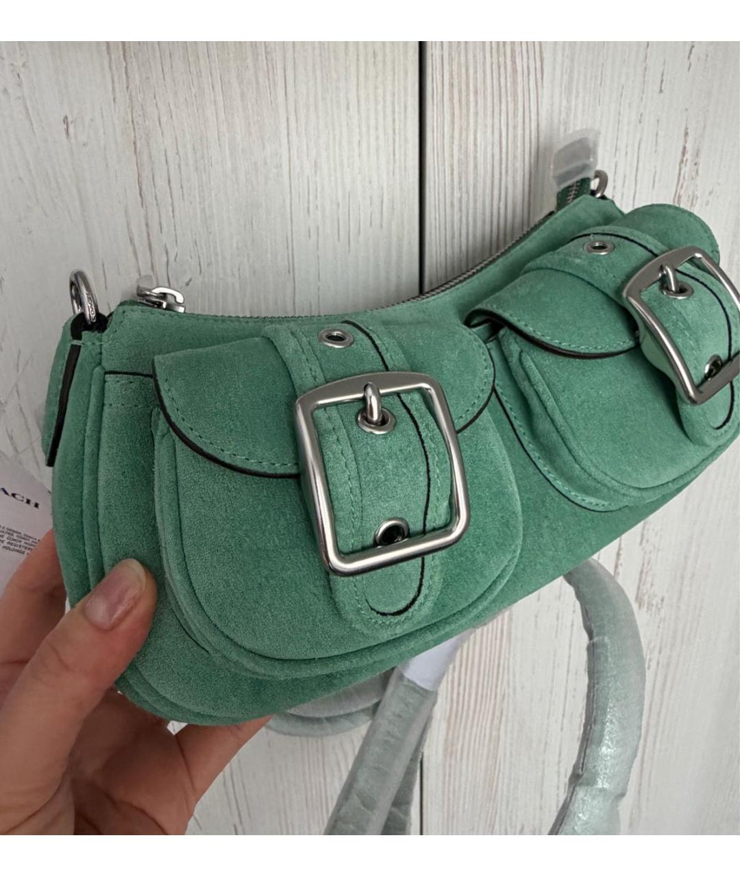COACH Зеленая кожаная сумка через плечо, фото 6