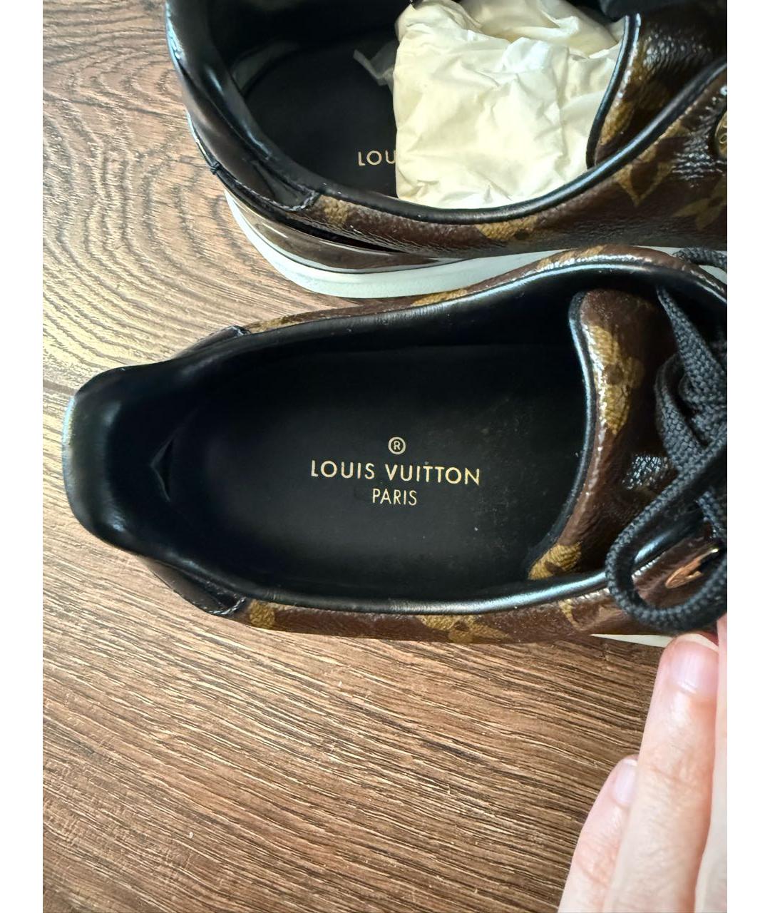 LOUIS VUITTON Коричневые кожаные кеды, фото 5