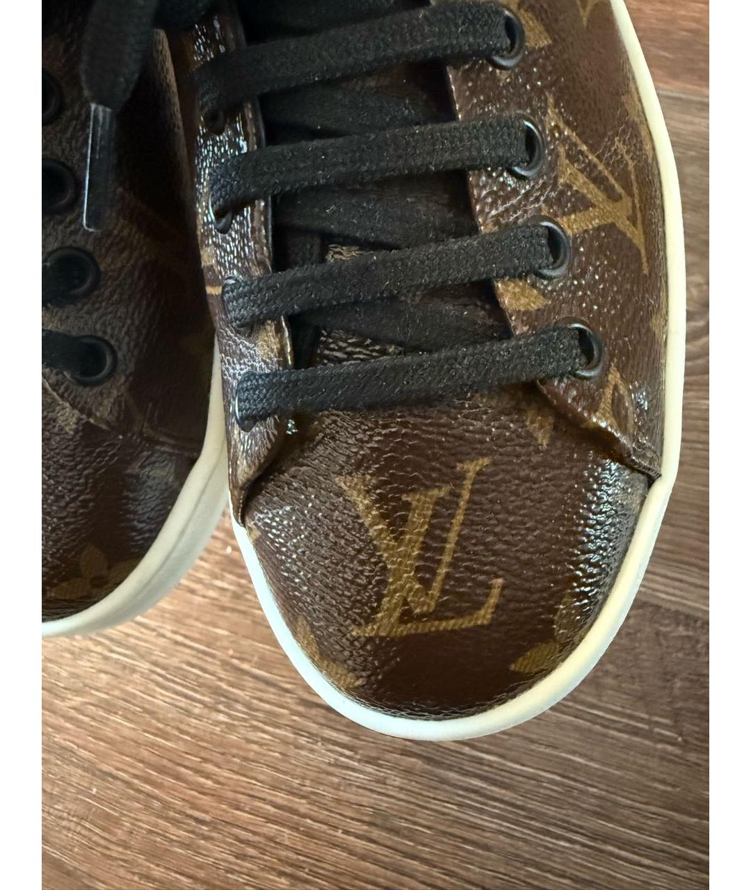 LOUIS VUITTON Коричневые кожаные кеды, фото 3
