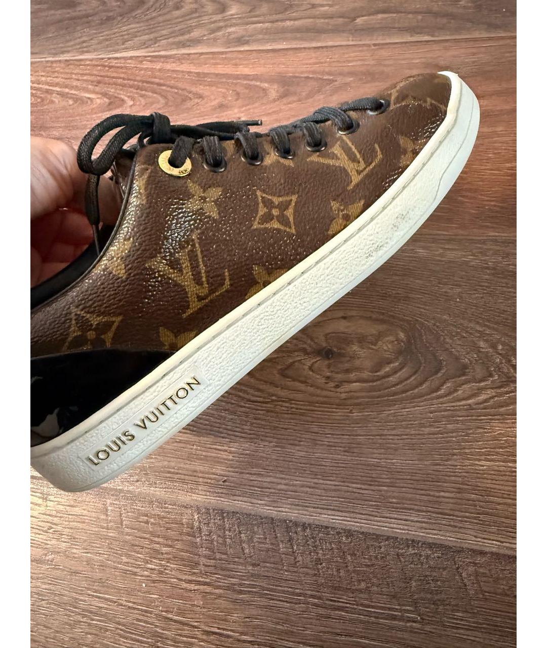 LOUIS VUITTON Коричневые кожаные кеды, фото 4