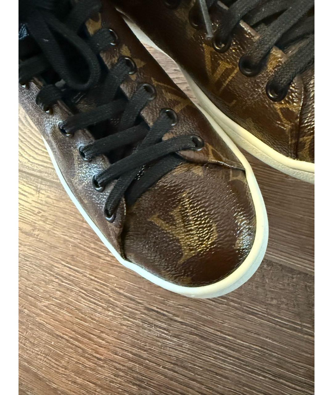 LOUIS VUITTON Коричневые кожаные кеды, фото 2