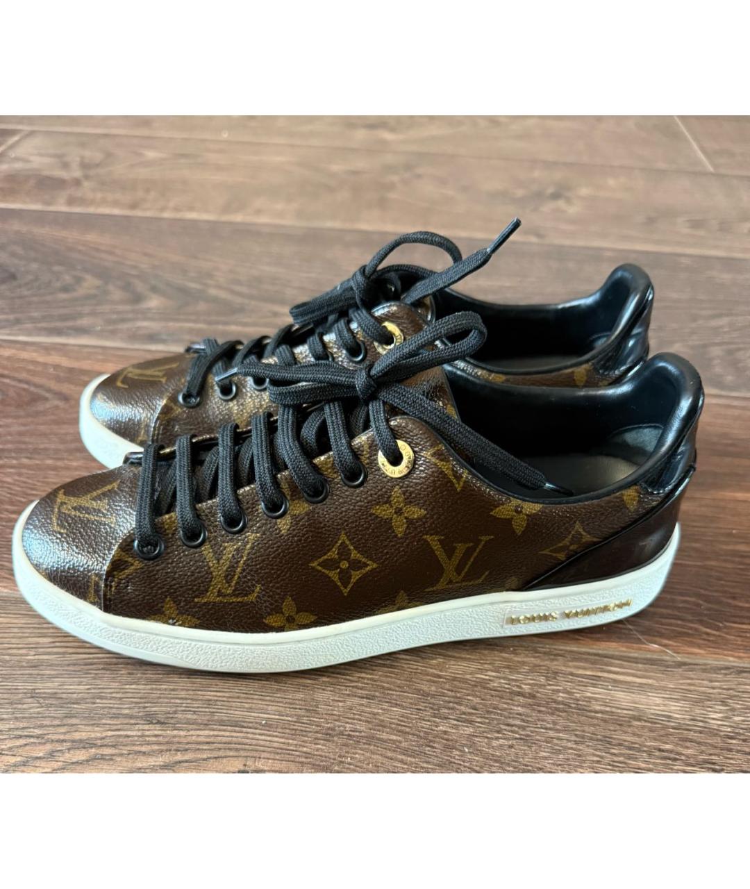 LOUIS VUITTON Коричневые кожаные кеды, фото 9