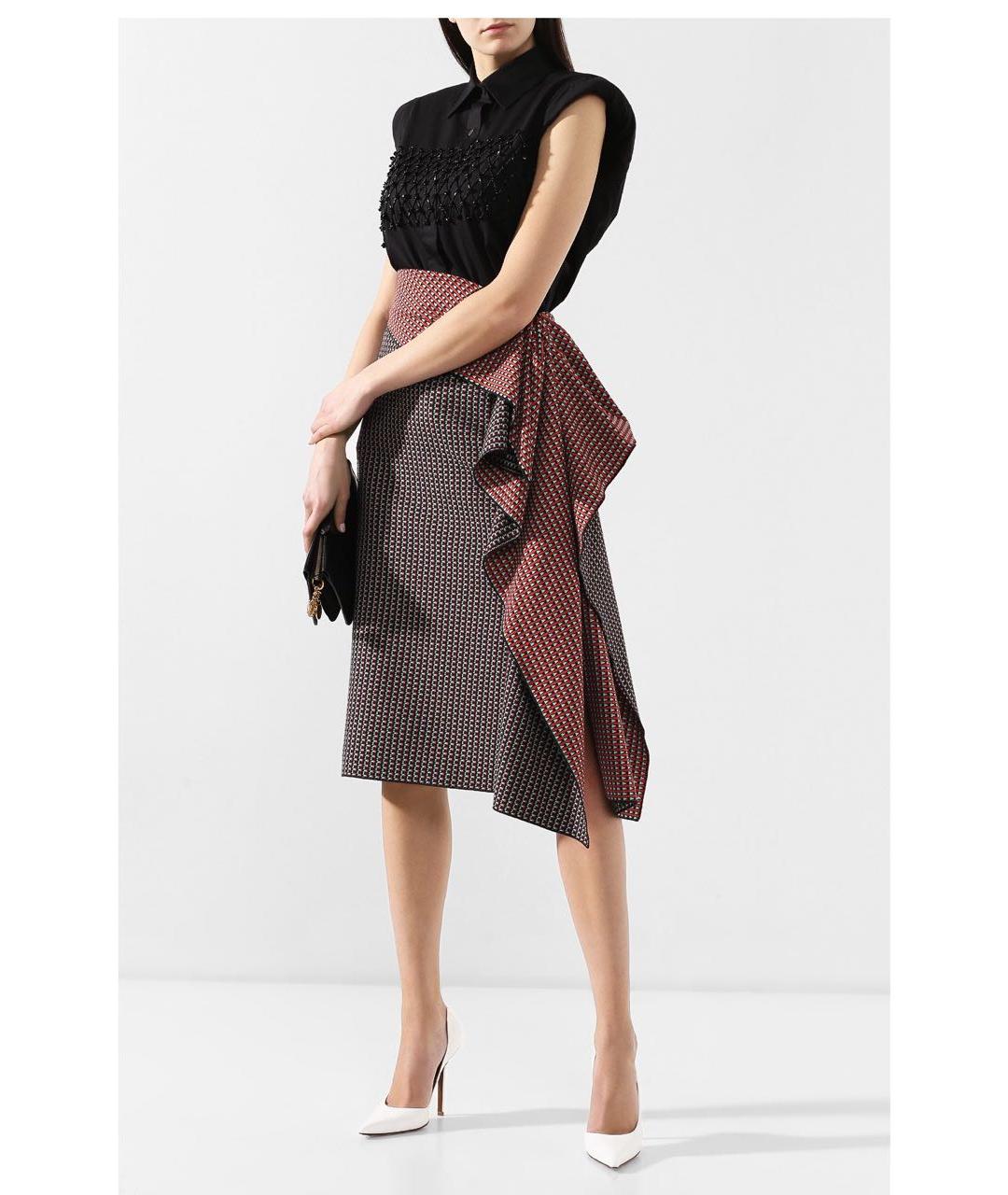 DRIES VAN NOTEN Бордовая хлопковая юбка миди, фото 2