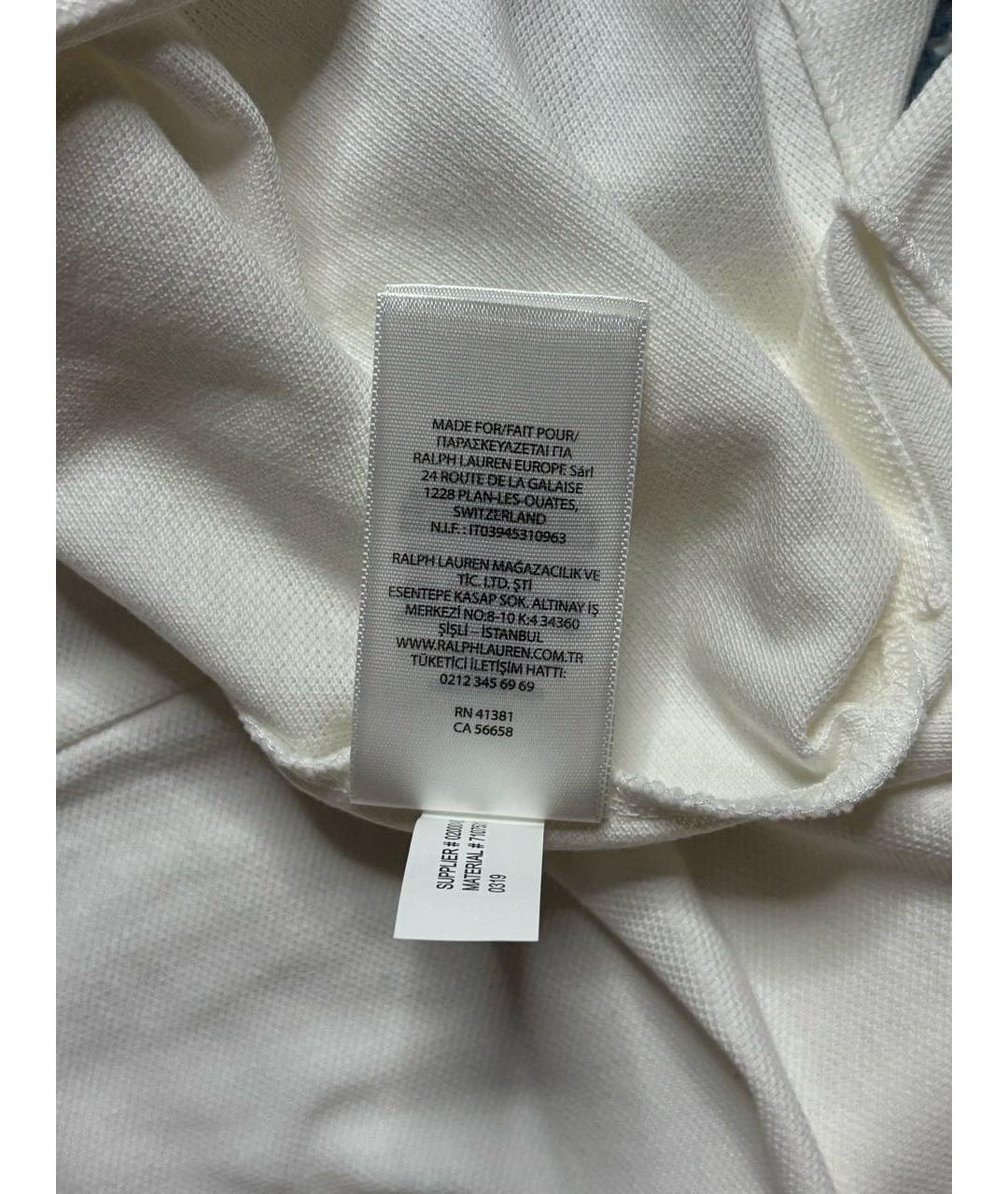 POLO RALPH LAUREN Белое хлопковое поло с коротким рукавом, фото 7