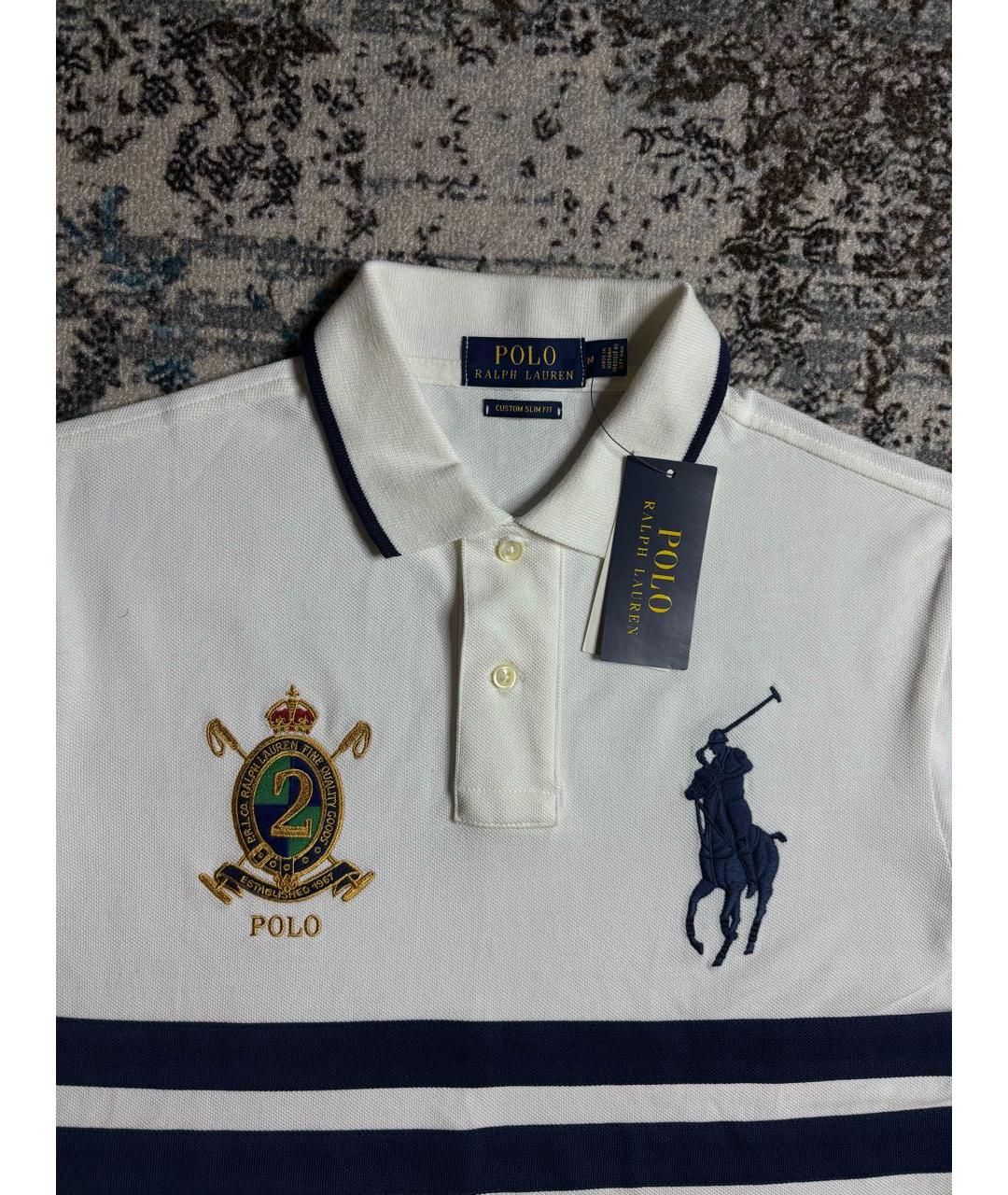 POLO RALPH LAUREN Белое хлопковое поло с коротким рукавом, фото 2