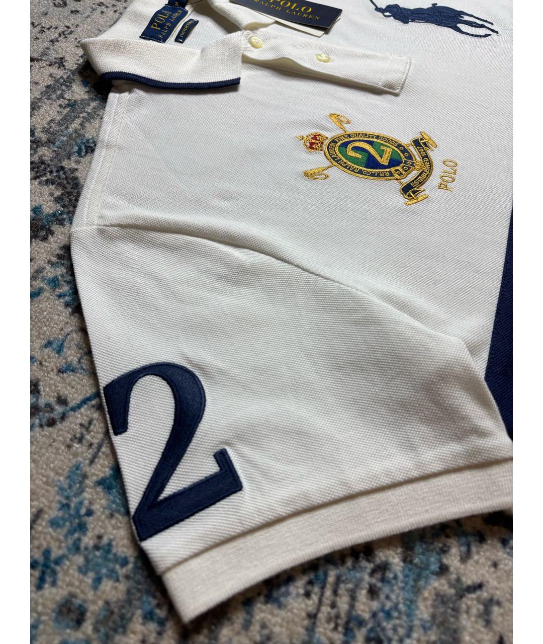 POLO RALPH LAUREN Белое хлопковое поло с коротким рукавом, фото 3