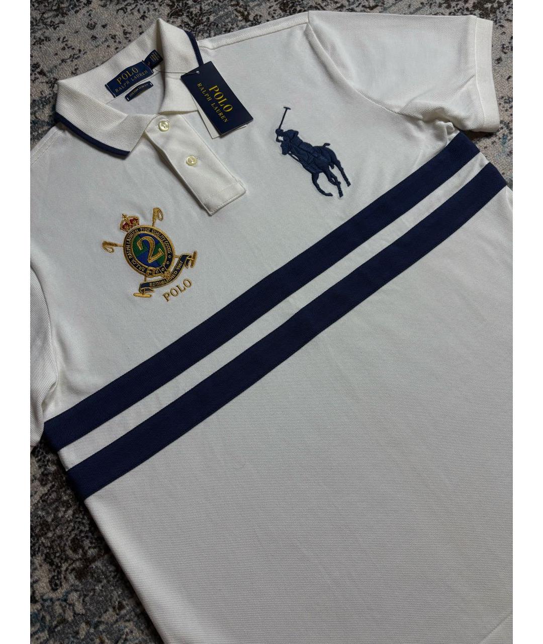 POLO RALPH LAUREN Белое хлопковое поло с коротким рукавом, фото 4