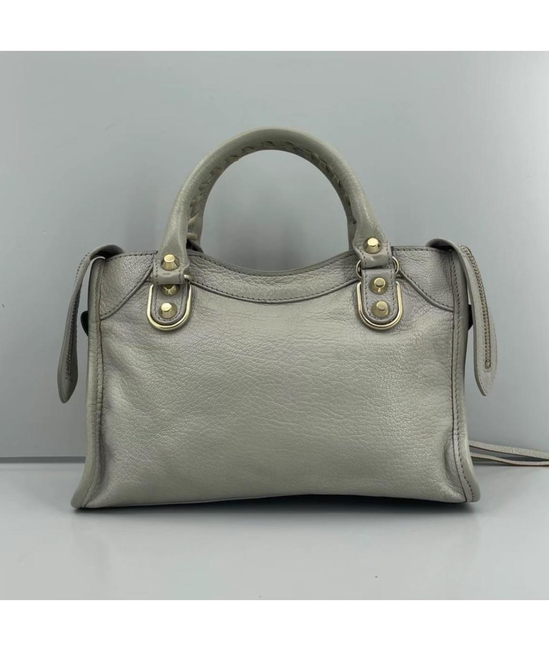 BALENCIAGA Серая кожаная сумка с короткими ручками, фото 3