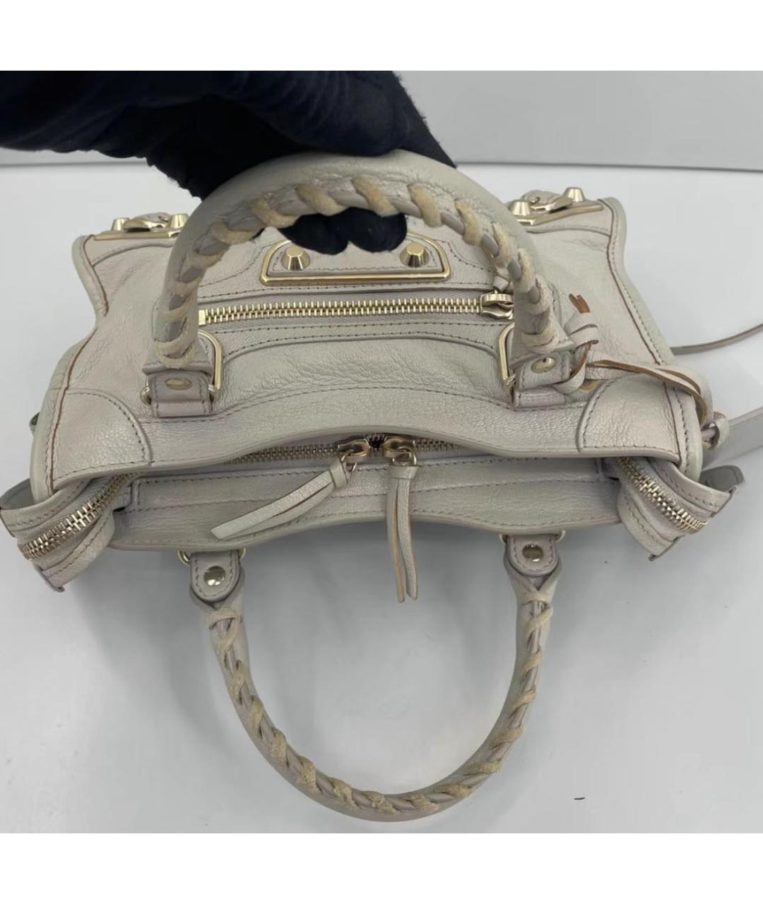 BALENCIAGA Серая кожаная сумка с короткими ручками, фото 7