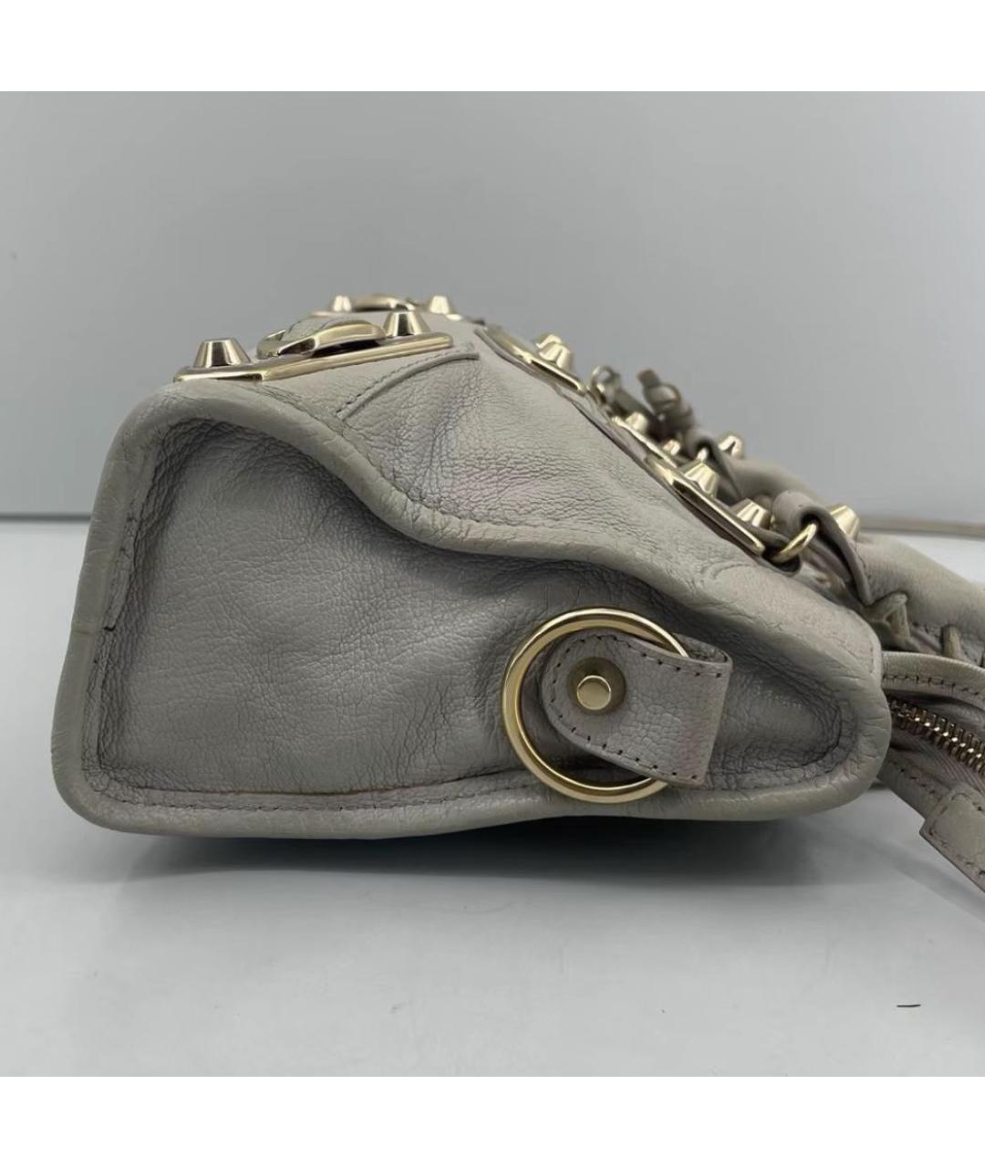 BALENCIAGA Серая кожаная сумка с короткими ручками, фото 6