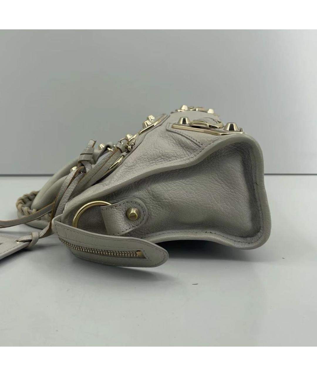 BALENCIAGA Серая кожаная сумка с короткими ручками, фото 5