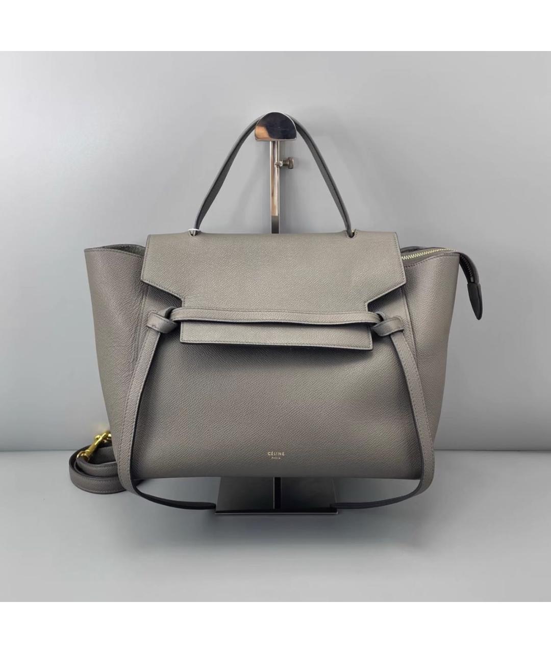 CELINE Серая кожаная сумка через плечо, фото 8
