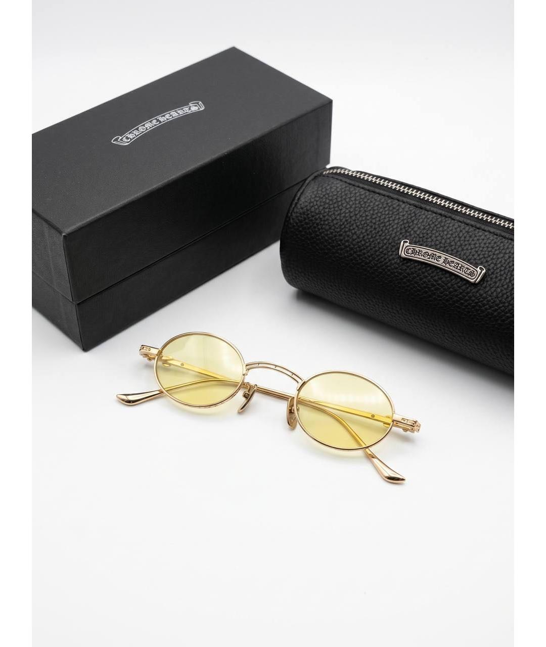 CHROME HEARTS Золотые металлические солнцезащитные очки, фото 2