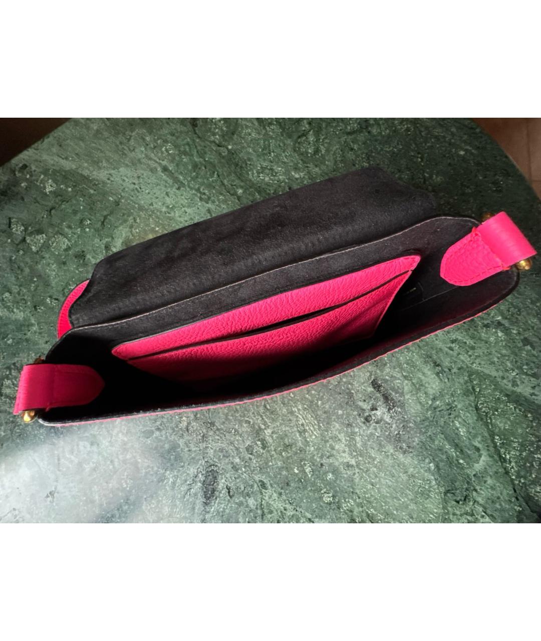 BURBERRY Фуксия кожаная сумка через плечо, фото 4