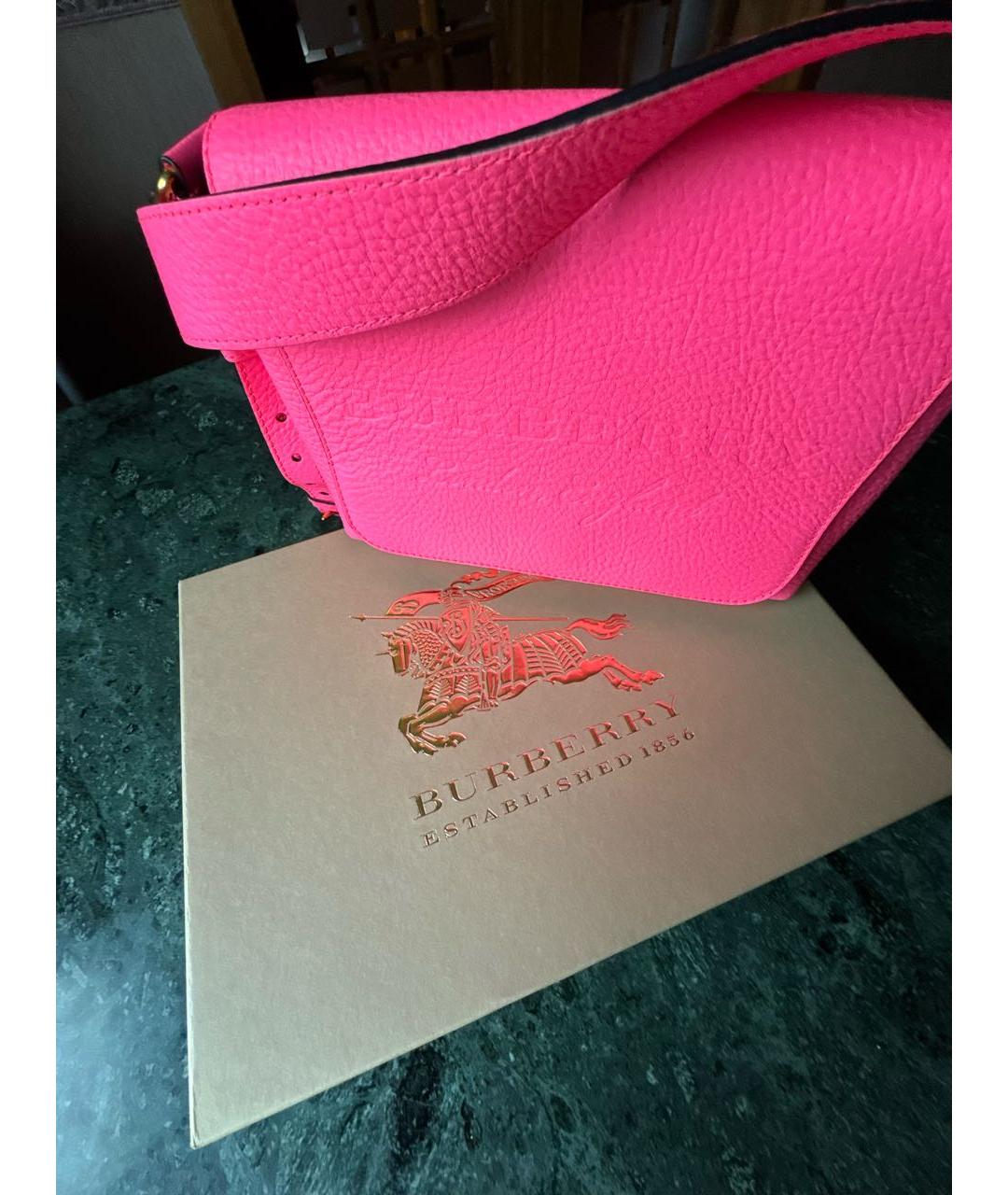 BURBERRY Фуксия кожаная сумка через плечо, фото 6