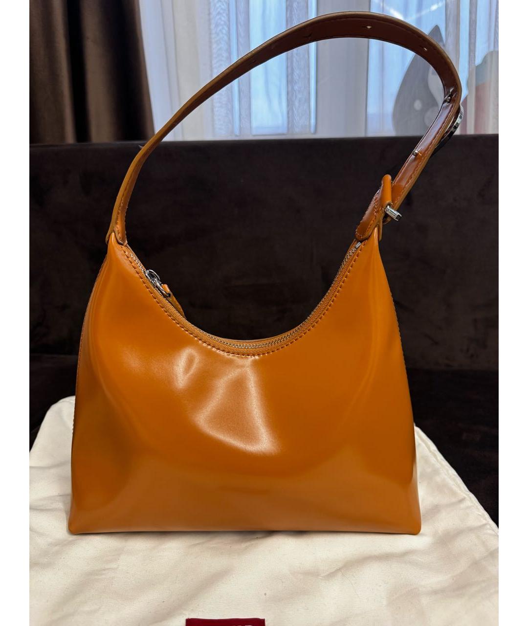 STAUD Коричневая сумка тоут из лакированной кожи, фото 3