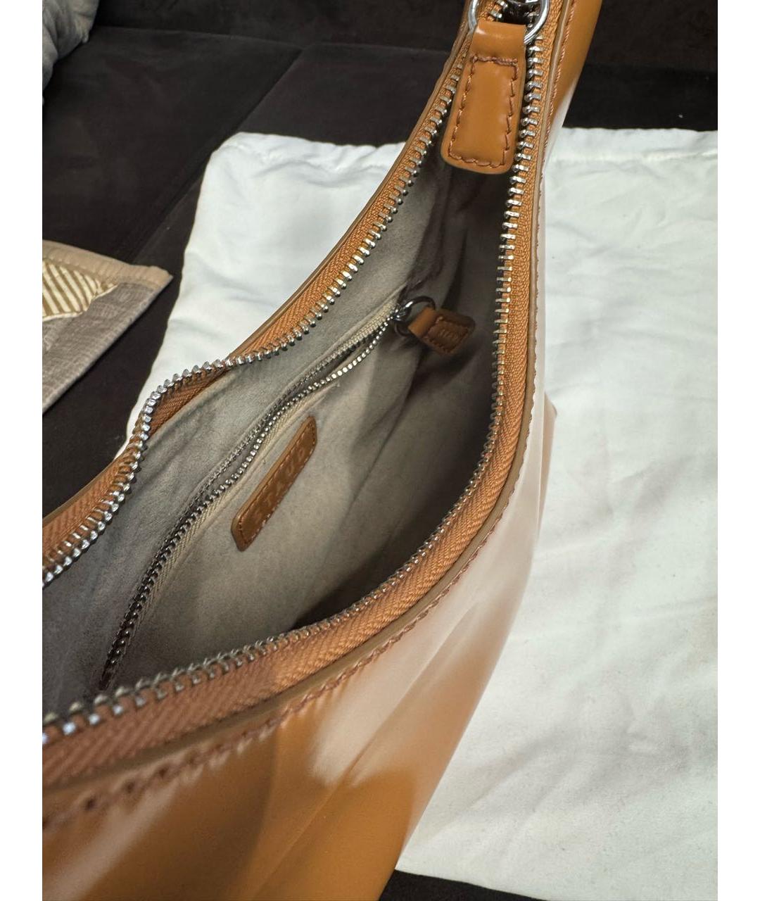 STAUD Коричневая сумка тоут из лакированной кожи, фото 4