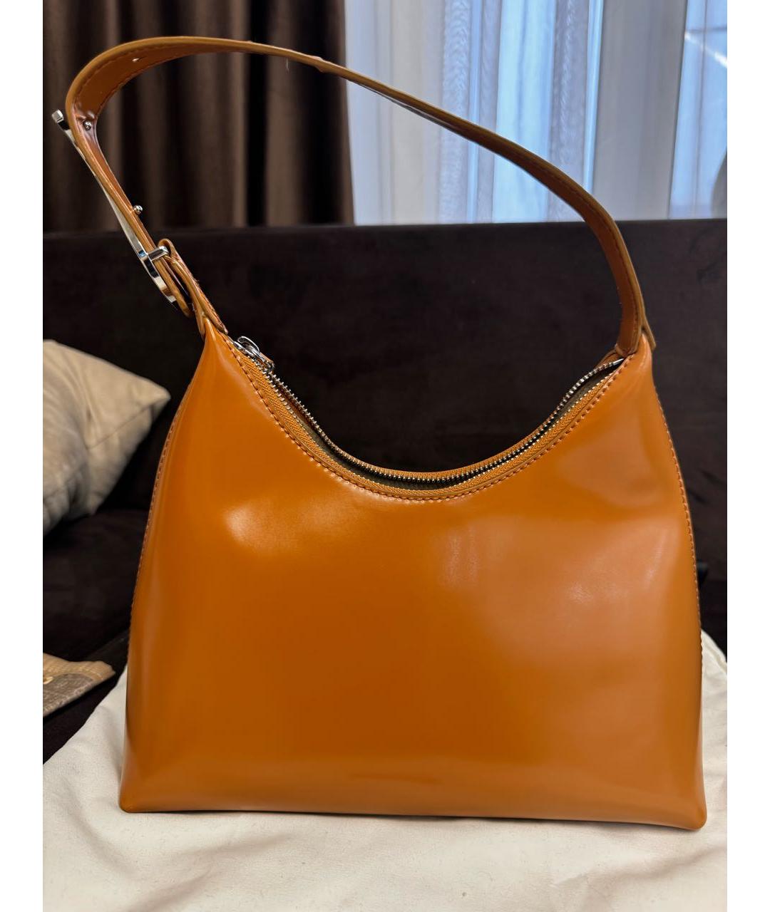 STAUD Коричневая сумка тоут из лакированной кожи, фото 5