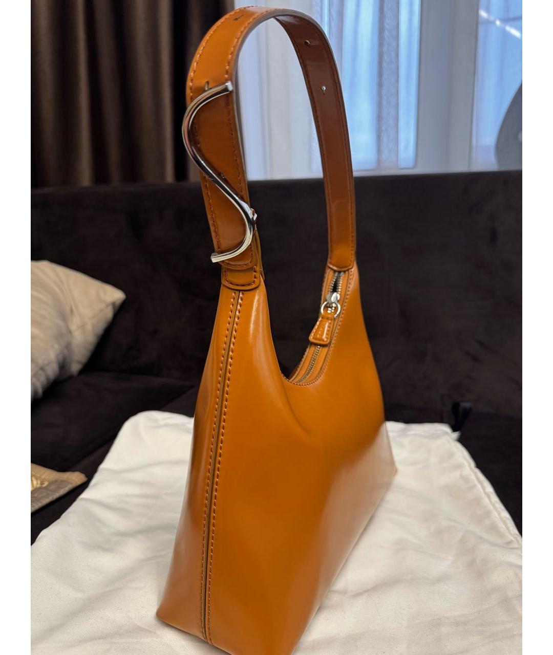 STAUD Коричневая сумка тоут из лакированной кожи, фото 2