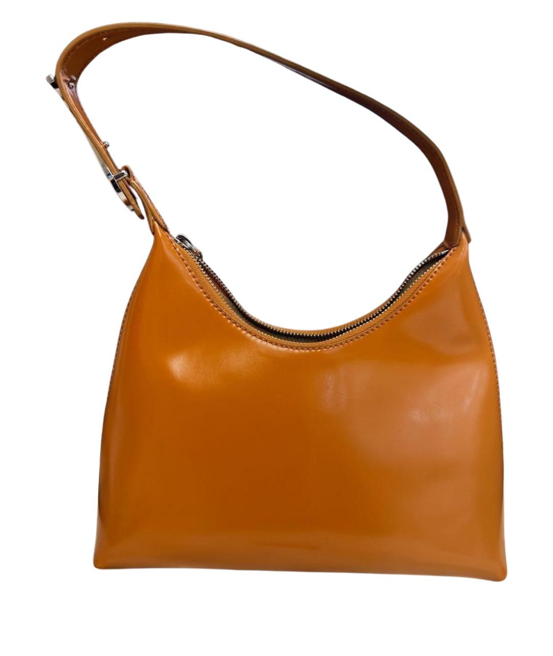 STAUD Коричневая сумка тоут из лакированной кожи, фото 1